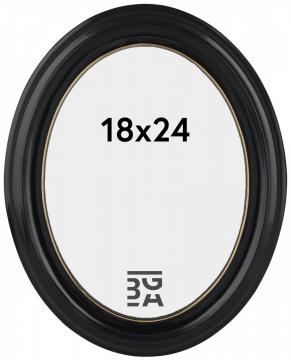 Oval svart tavelram fr 18x24 cm bild