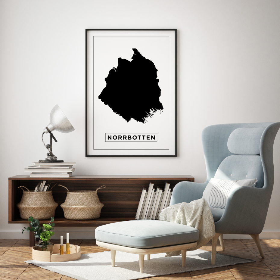 Karta - Norrbotten - Vit Poster