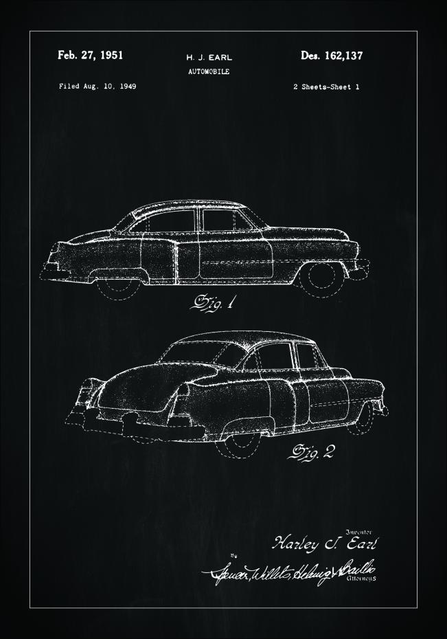 Patentritning - Cadillac I - Svart Poster