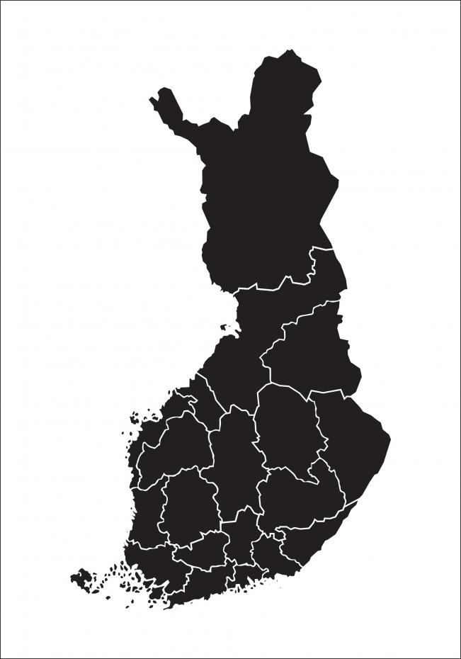 Karta - Finland - Svart Poster