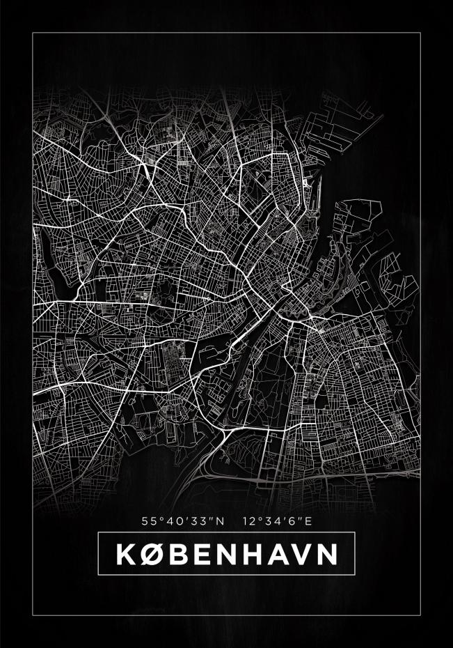 Map - Kbenhavn - Black Poster