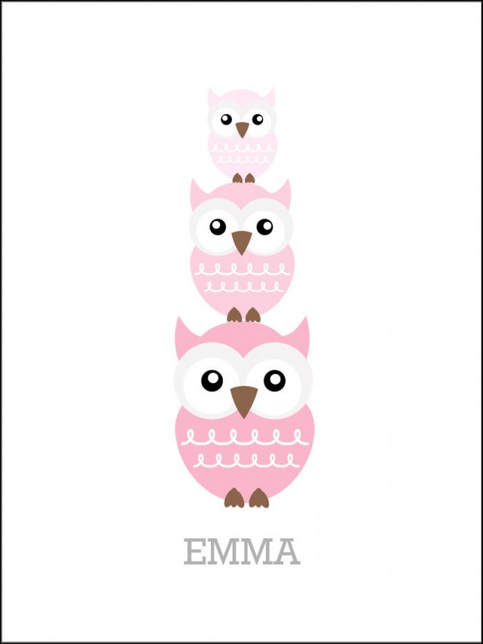 Owls Birth Poster Pink