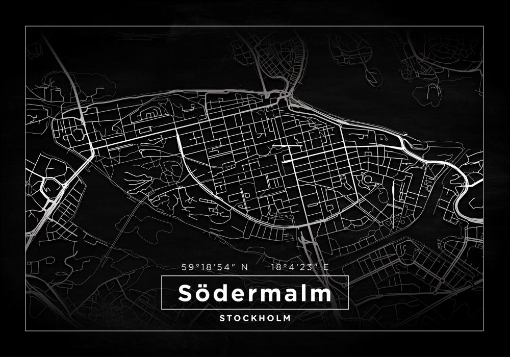 Karta - Sdermalm - Svart Poster