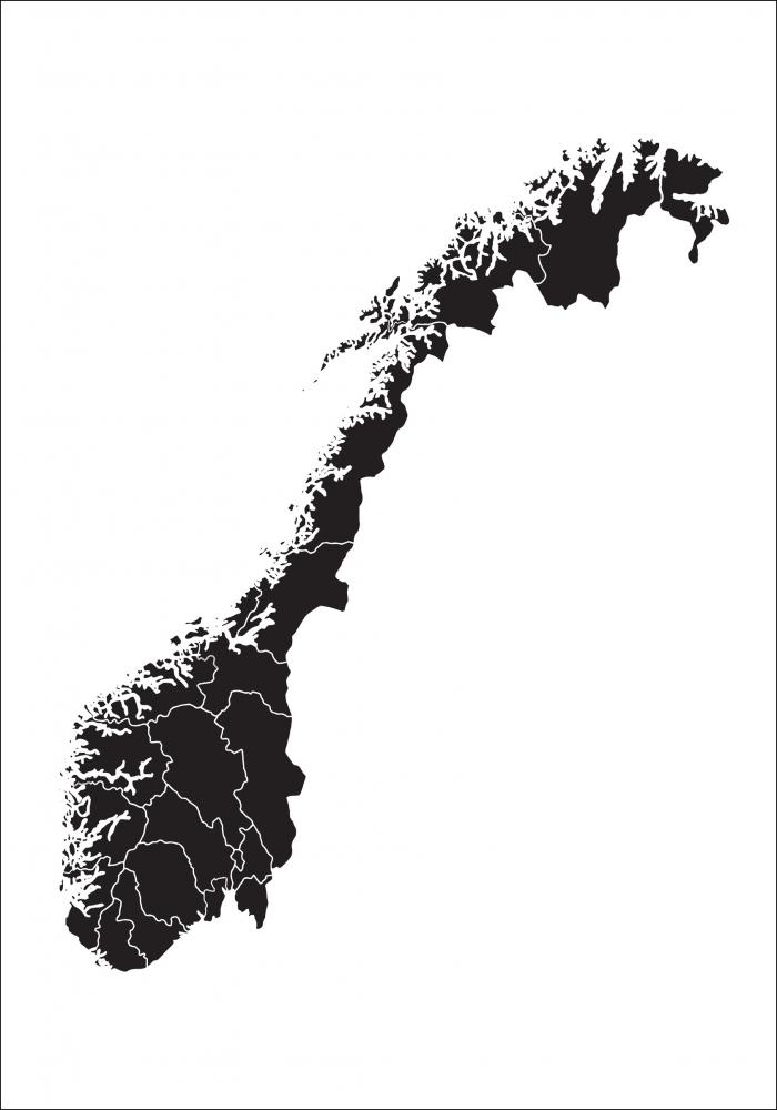 Karta - Norge - Svart Poster