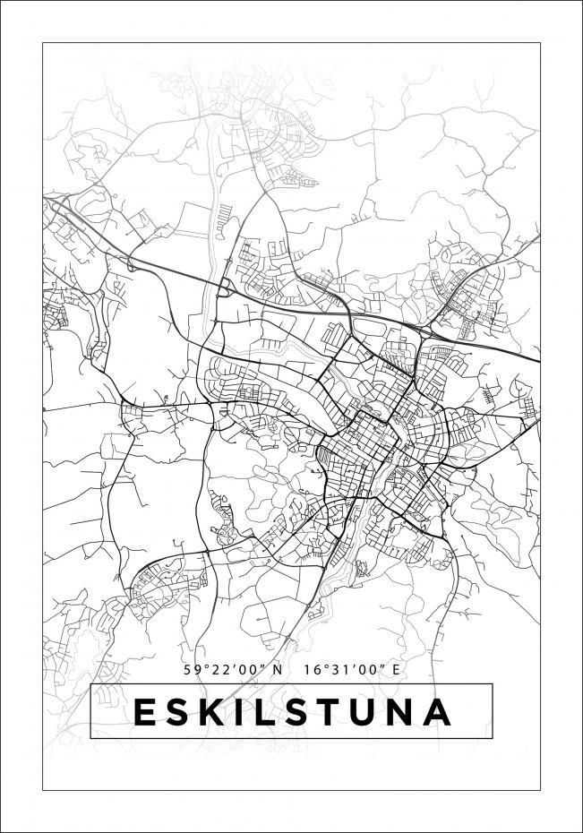 Karta - Eskilstuna - Vit Poster