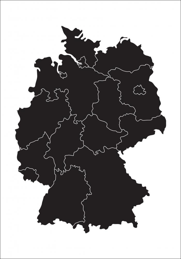 Karta - Tyskland - Svart Poster