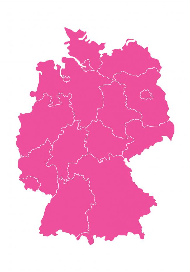 Karta - Tyskland - Rosa Poster