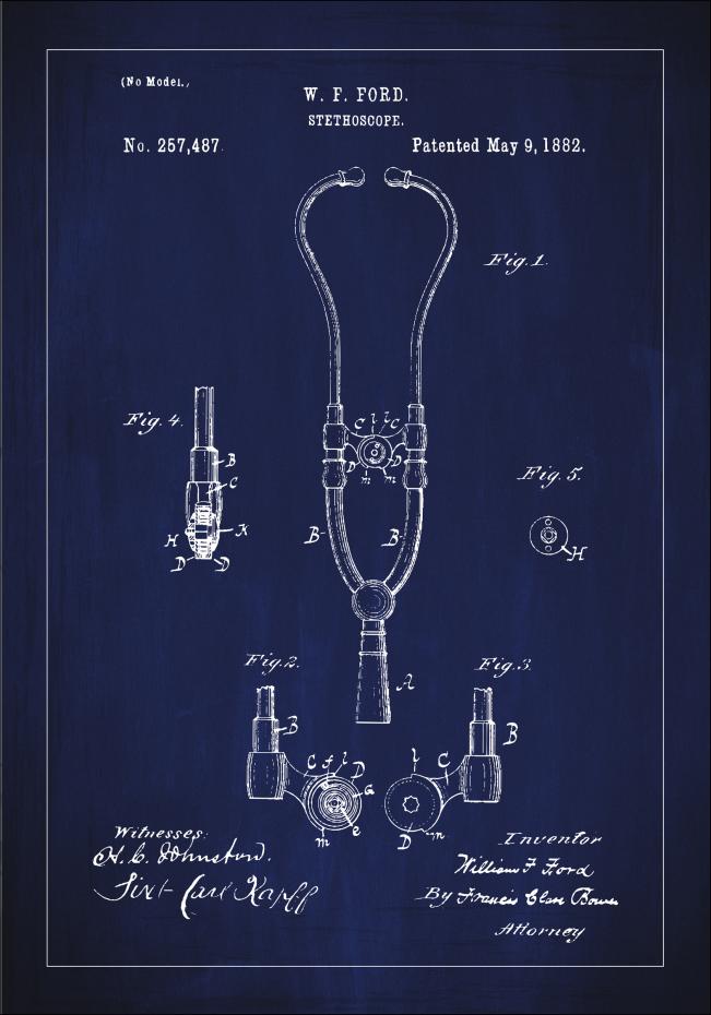 Patentritning - Stetoskop - Bl Poster
