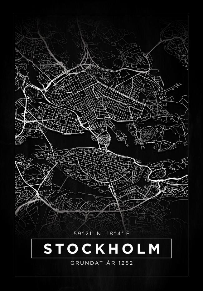 Karta - Stockholm - Svart Poster