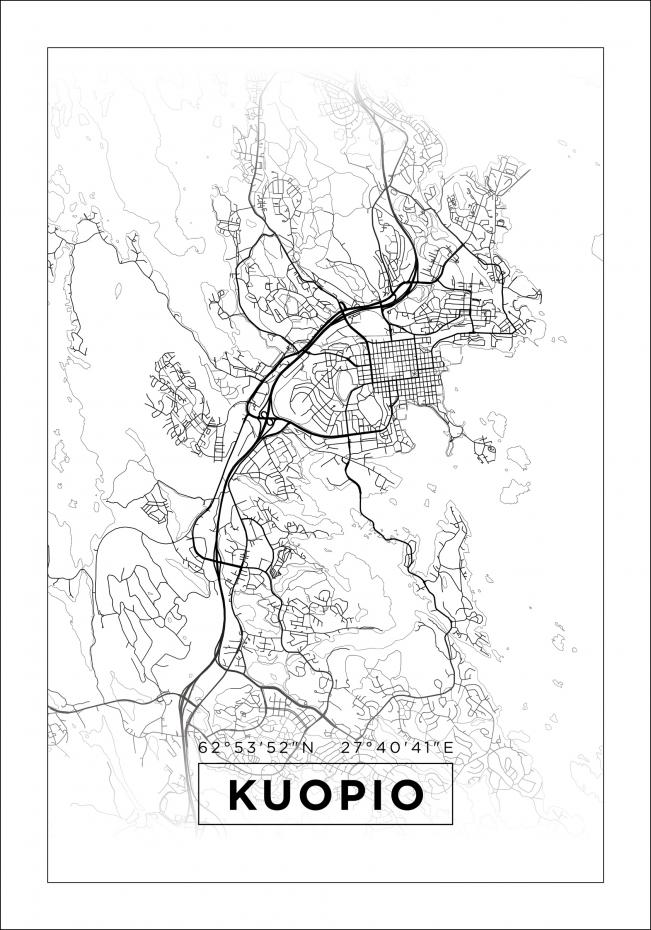 Map - Kuopio - White Poster