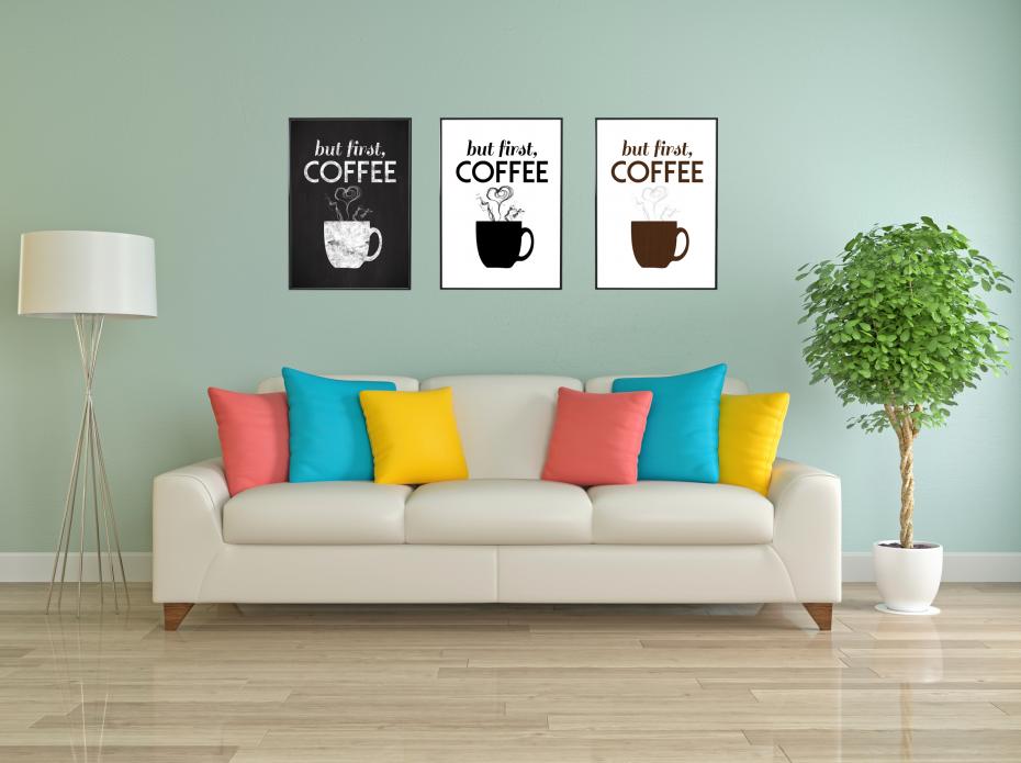 But first coffee - Svart Poster