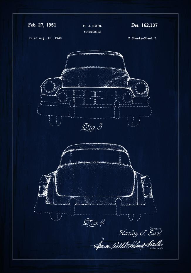 Patentritning - Cadillac II - Bl Poster