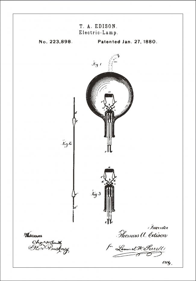 Patentritning - Gldlampa B - Vit Poster