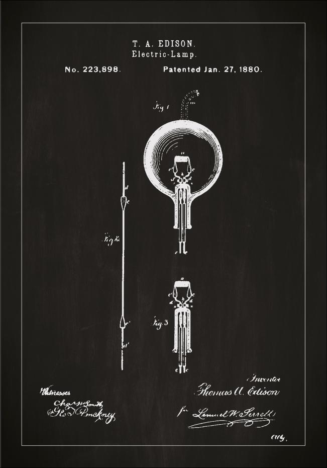 Patentritning - Gldlampa B - Svart Poster