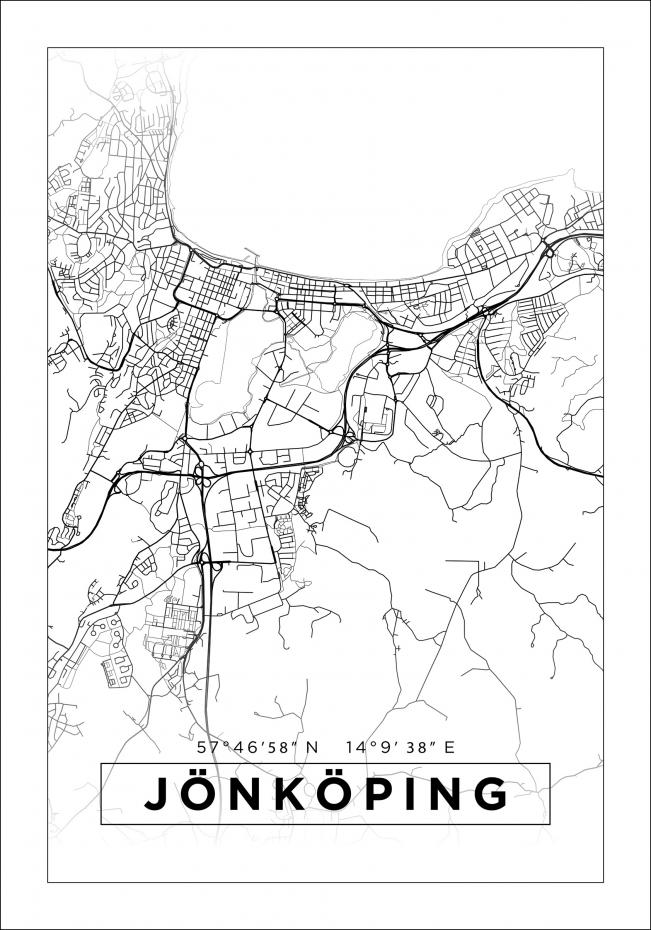 Karta - Jnkping - Vit Poster