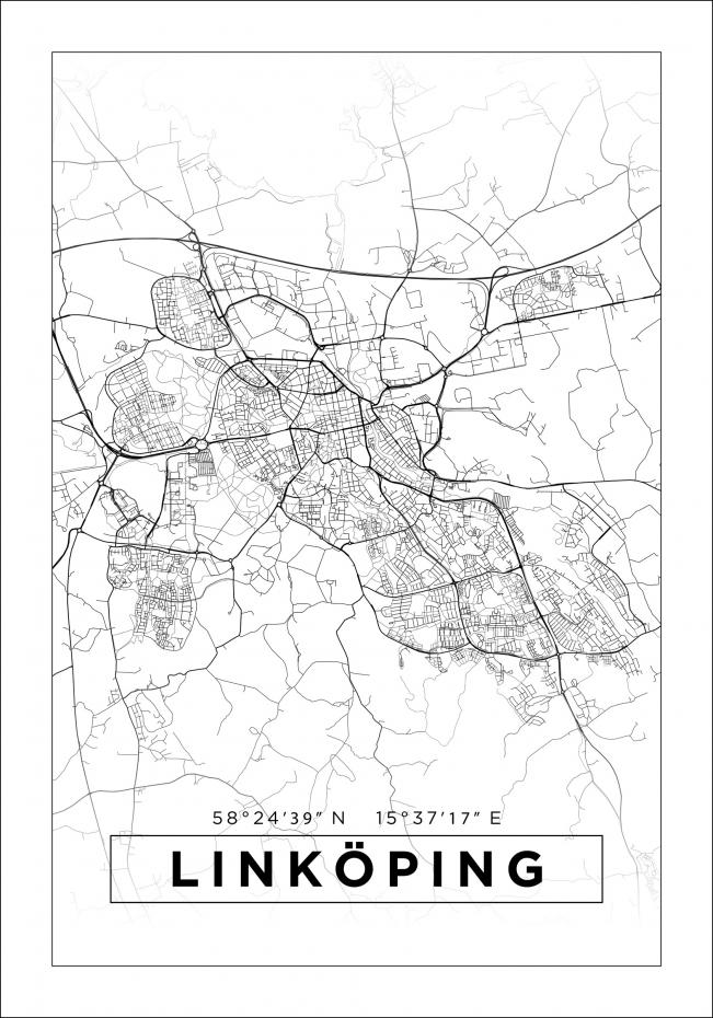Karta - Linkping - Vit Poster