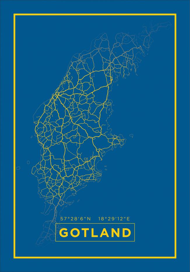 Map - Gotland - Blue Poster