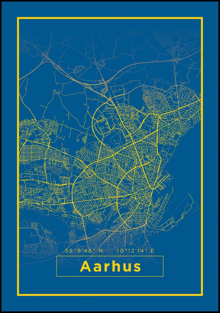 Map - Aarhus - Blue Poster