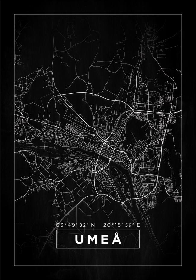 Karta - Ume - Svart Poster