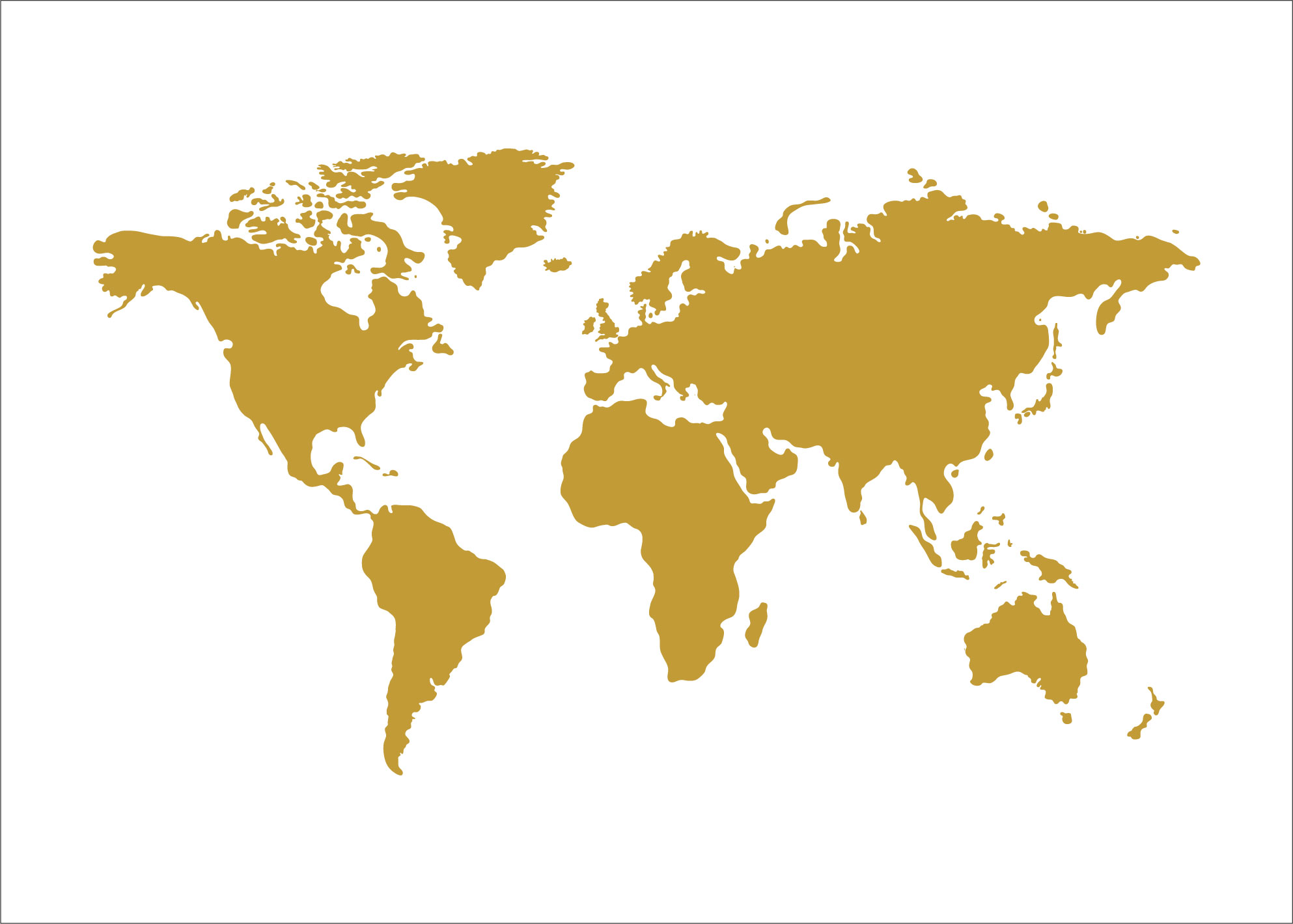 Världskarta Guld - BGA Fotobutik